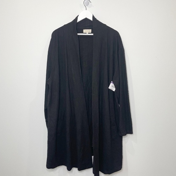 Melloday Long Sleeve Open Front Black Cardigan with Pockets - Picture 1 of 5